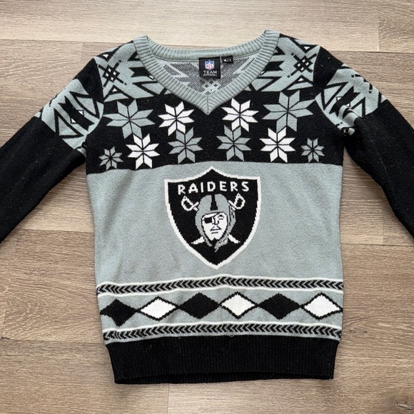 NFL Raiders Black and Gray Knit Sweater size women’s small - Picture 1 of 5